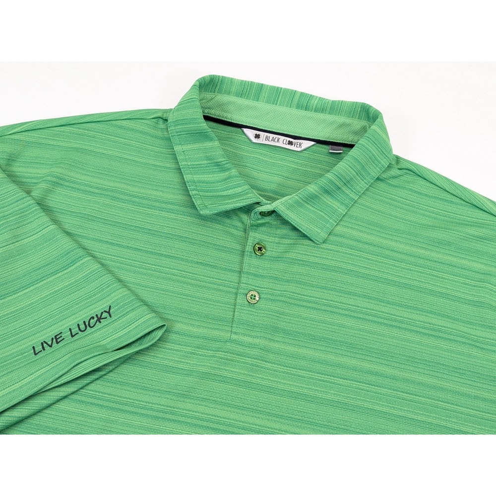 Black Clover Polo Shirt Mens 2XL Green Stretch Performance Golf Casual Tennis